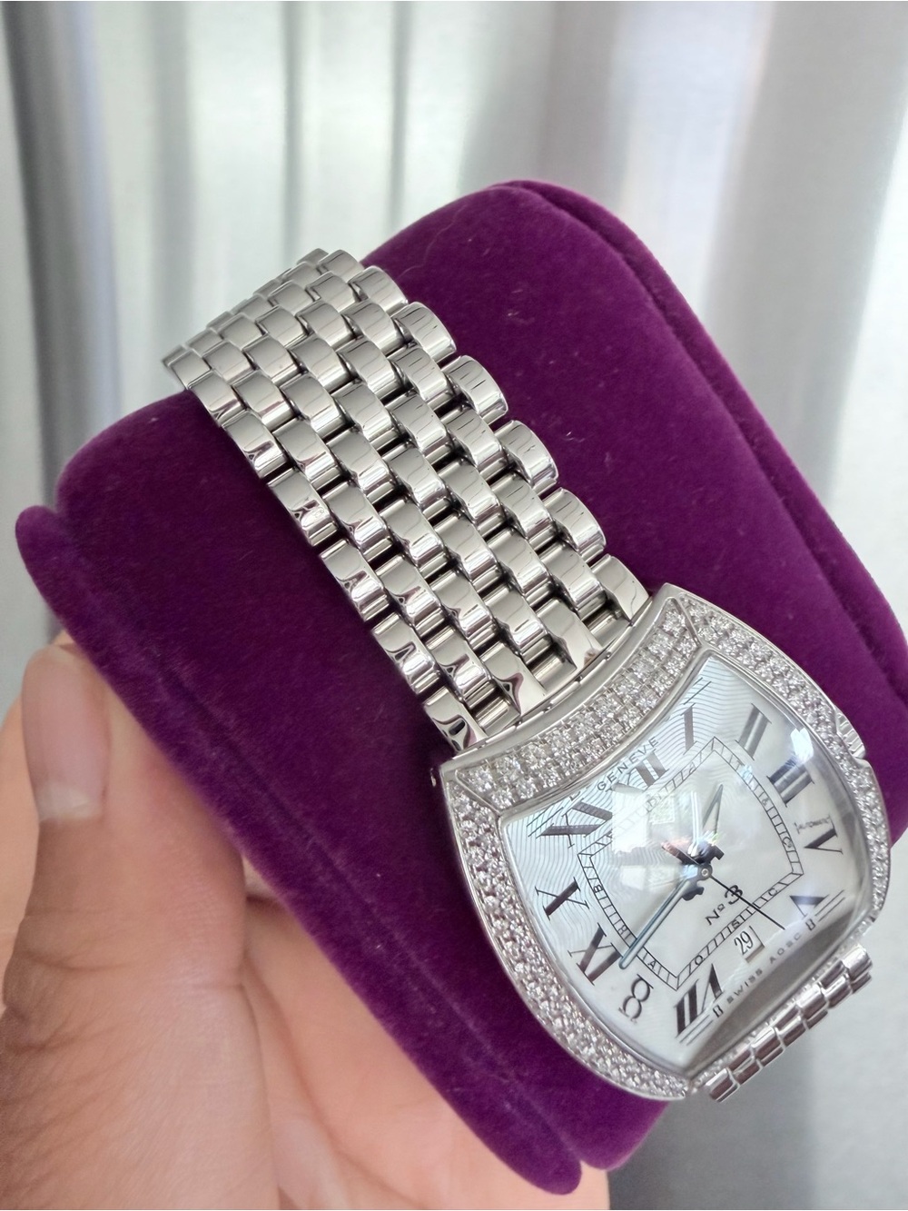 Bedat & co Women's Silver Tonneau Diamond Watch - Silver Dial - Picture 6 of 15